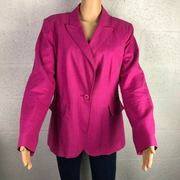 Chadwicks Of Boston Pink Holiday Blazer Style 60443FCBR Size14 - Picture 1 of 7